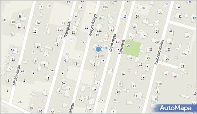 Ostrówek, Waryńskiego Ludwika, 8, mapa Ostrówek