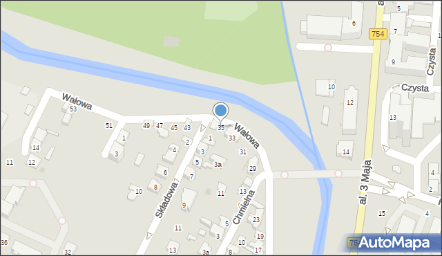 Ostrowiec Świętokrzyski, Wałowa, 35, mapa Ostrowiec Świętokrzyski