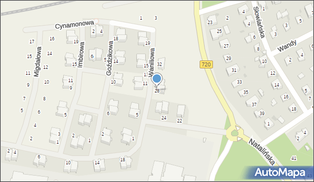 Otrębusy, Waniliowa, 28, mapa Otrębusy