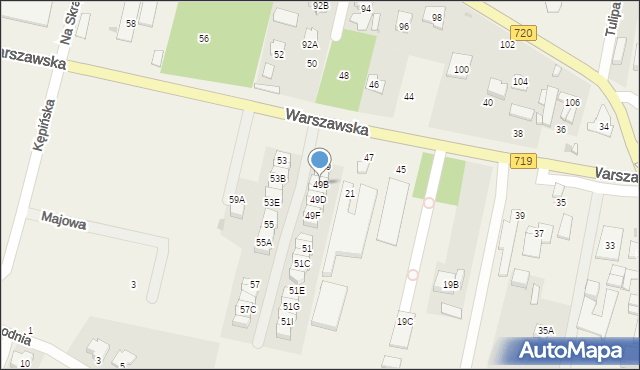 Otrębusy, Warszawska, 49B, mapa Otrębusy