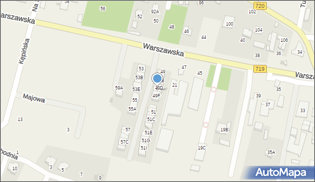 Otrębusy, Warszawska, 49E, mapa Otrębusy