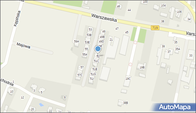 Otrębusy, Warszawska, 51A, mapa Otrębusy