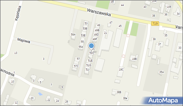 Otrębusy, Warszawska, 51C, mapa Otrębusy