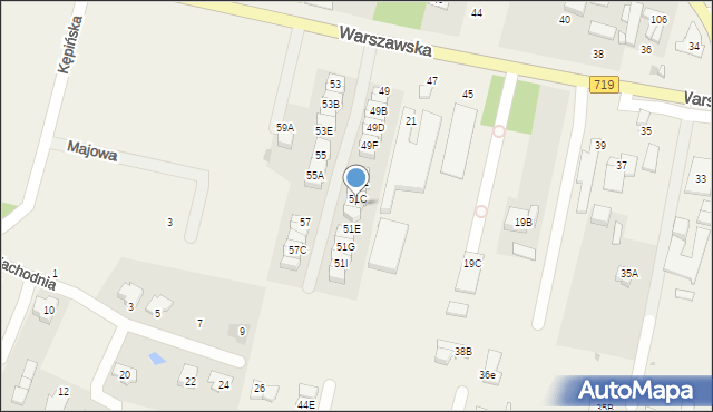 Otrębusy, Warszawska, 51D, mapa Otrębusy