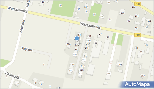 Otrębusy, Warszawska, 53E, mapa Otrębusy