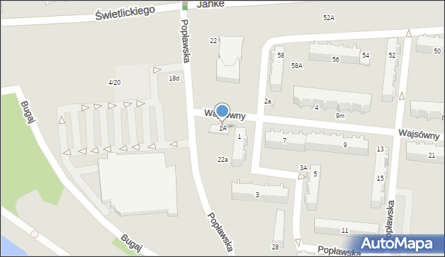 Pabianice, Wajsówny Jadwigi, 1A, mapa Pabianic