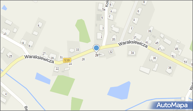 Pacółtowo, Waraksiewicza, gen., 28, mapa Pacółtowo