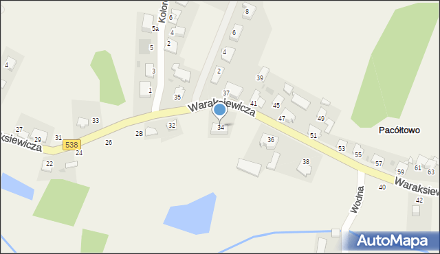 Pacółtowo, Waraksiewicza, gen., 34, mapa Pacółtowo