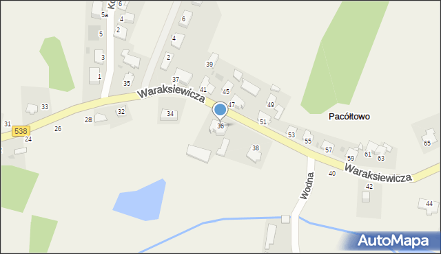 Pacółtowo, Waraksiewicza, gen., 36, mapa Pacółtowo