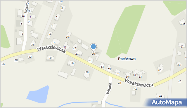 Pacółtowo, Waraksiewicza, gen., 49, mapa Pacółtowo