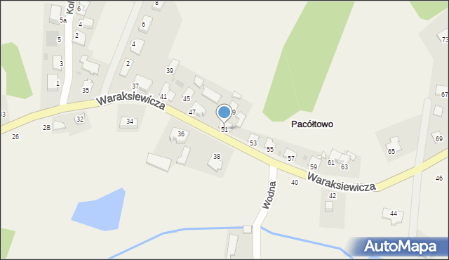 Pacółtowo, Waraksiewicza, gen., 51, mapa Pacółtowo