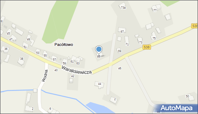 Pacółtowo, Waraksiewicza, gen., 65, mapa Pacółtowo