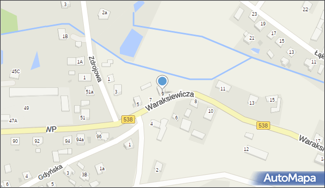 Pacółtowo, Waraksiewicza, gen., 9, mapa Pacółtowo