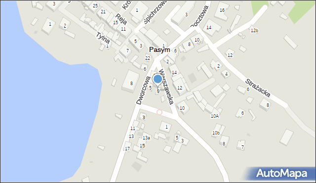 Pasym, Warszawska, 9, mapa Pasym