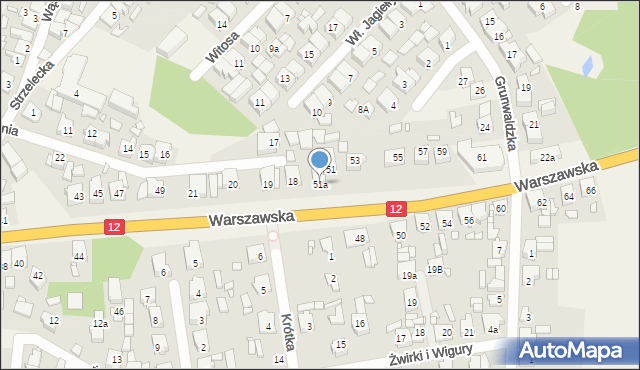 Piaski, Warszawska, 51a, mapa Piaski