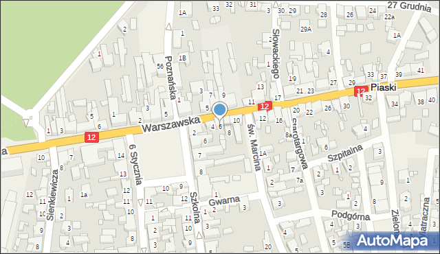 Piaski, Warszawska, 6, mapa Piaski