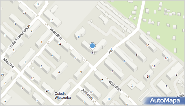 Piekary Śląskie, Waculika Gerarda, ks., 6, mapa Piekary Śląskie