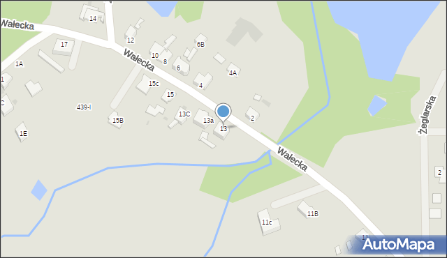 Piła, Wałecka, 13, mapa Piły