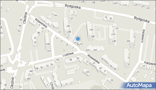 Piła, Wawelska, 16, mapa Piły