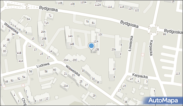 Piła, Wawelska, 25a, mapa Piły