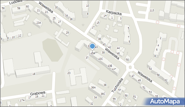 Piła, Wawelska, 43A, mapa Piły