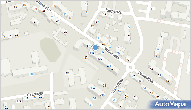 Piła, Wawelska, 43B, mapa Piły