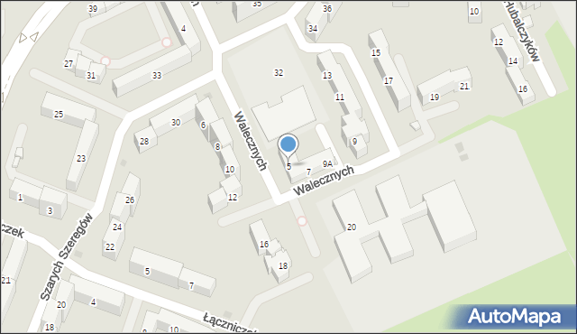 Płock, Walecznych, 5, mapa Płock