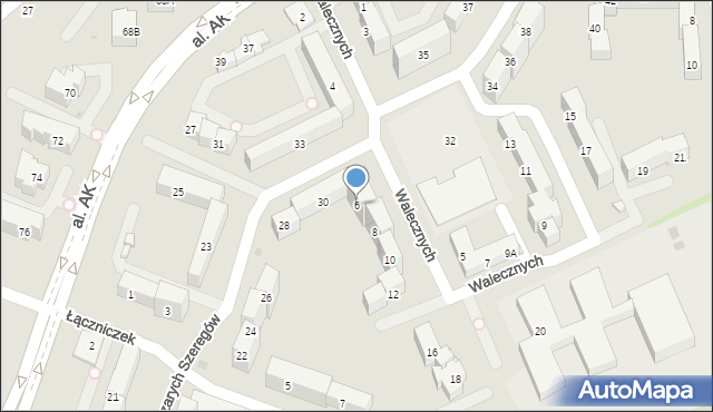 Płock, Walecznych, 6, mapa Płock