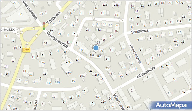 Płońsk, Warszawska, 39b, mapa Płońsk