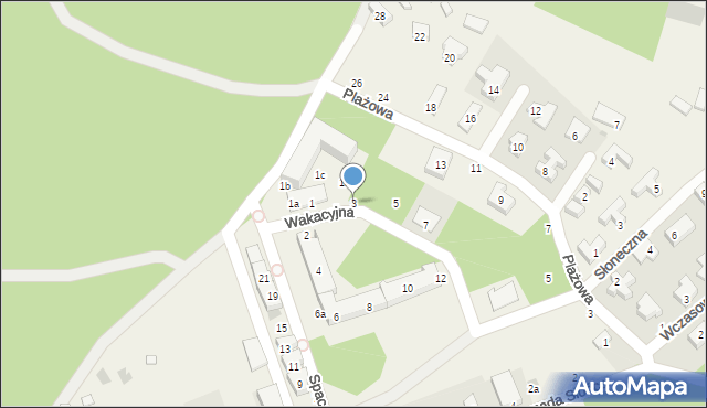 Poddąbie, Wakacyjna, 3, mapa Poddąbie