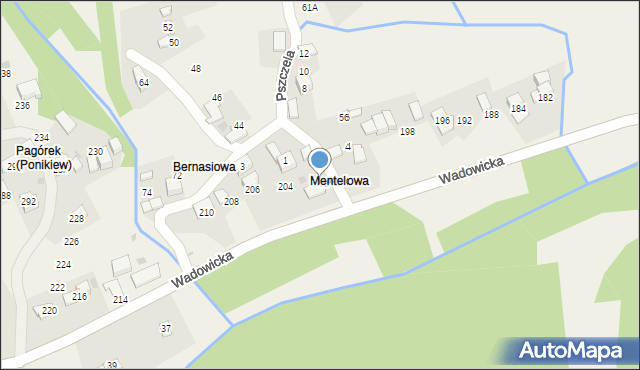 Ponikiew, Wadowicka, 202, mapa Ponikiew