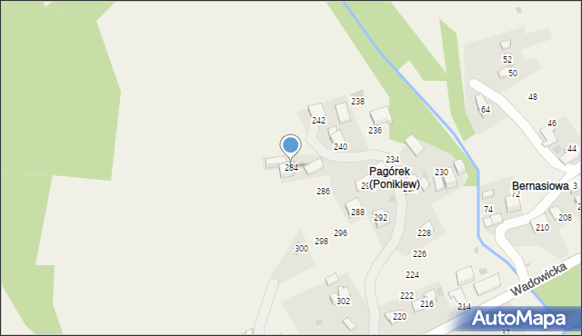 Ponikiew, Wadowicka, 284, mapa Ponikiew
