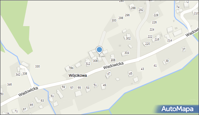 Ponikiew, Wadowicka, 310, mapa Ponikiew