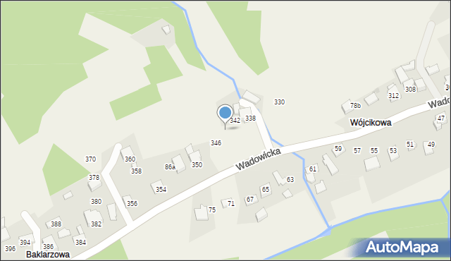 Ponikiew, Wadowicka, 344, mapa Ponikiew