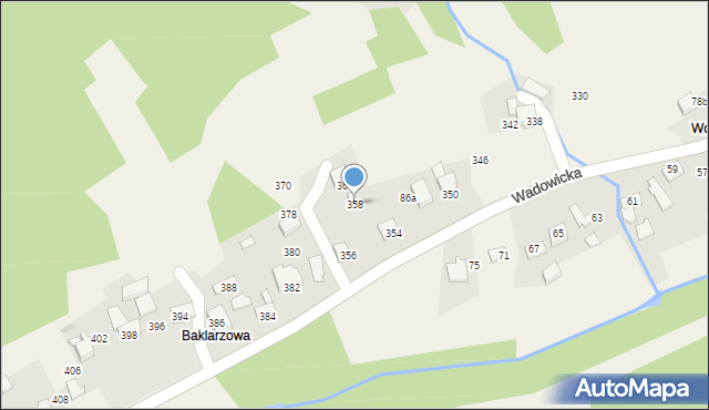 Ponikiew, Wadowicka, 358, mapa Ponikiew