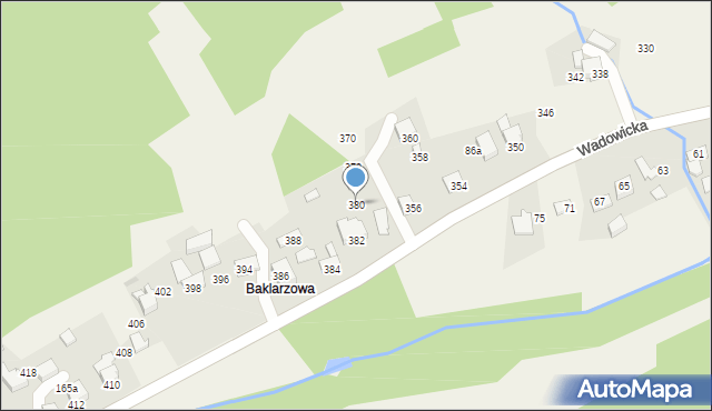 Ponikiew, Wadowicka, 380, mapa Ponikiew