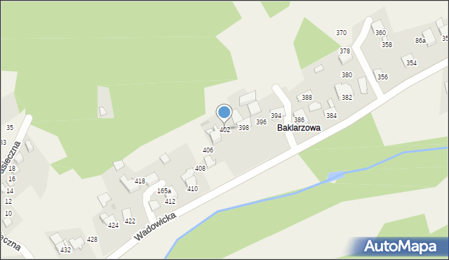 Ponikiew, Wadowicka, 402, mapa Ponikiew