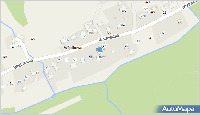 Ponikiew, Wadowicka, 49, mapa Ponikiew