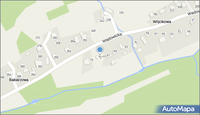 Ponikiew, Wadowicka, 71, mapa Ponikiew
