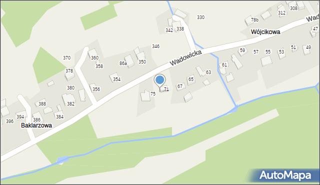 Ponikiew, Wadowicka, 73, mapa Ponikiew