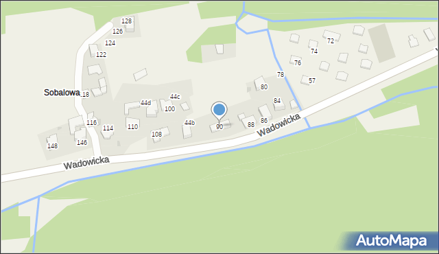 Ponikiew, Wadowicka, 90, mapa Ponikiew