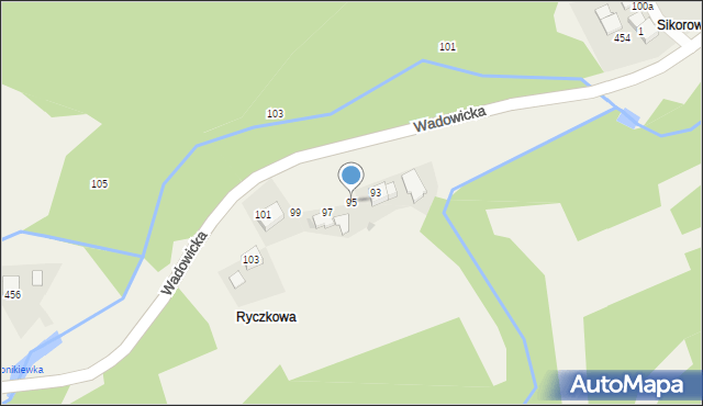 Ponikiew, Wadowicka, 95, mapa Ponikiew