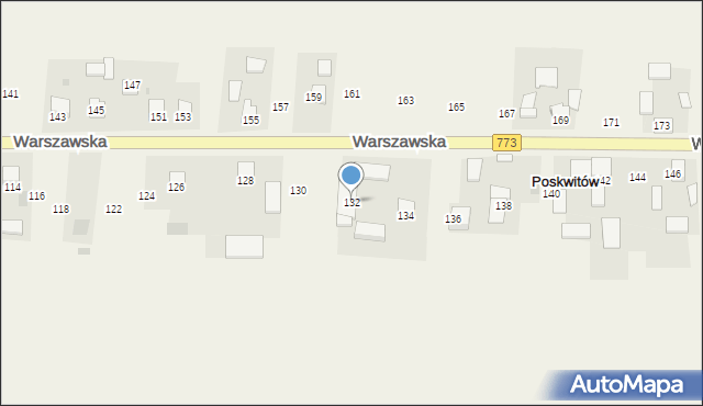 Poskwitów, Warszawska, 132, mapa Poskwitów