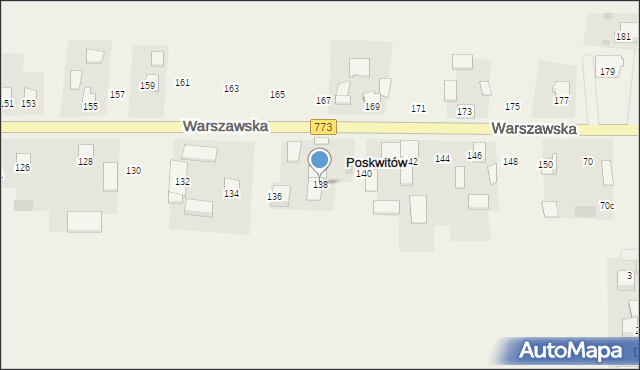 Poskwitów, Warszawska, 138, mapa Poskwitów