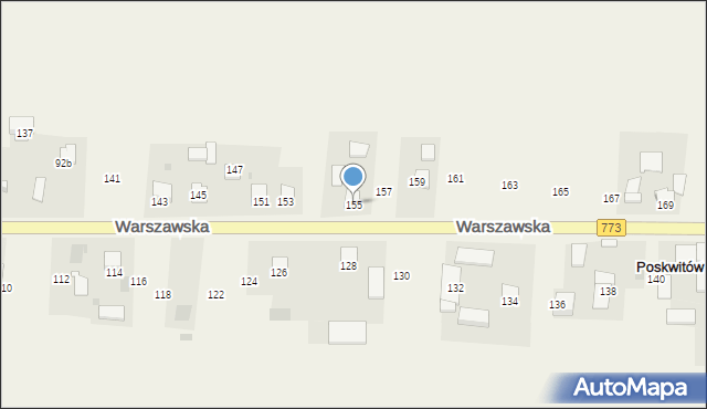 Poskwitów, Warszawska, 155, mapa Poskwitów