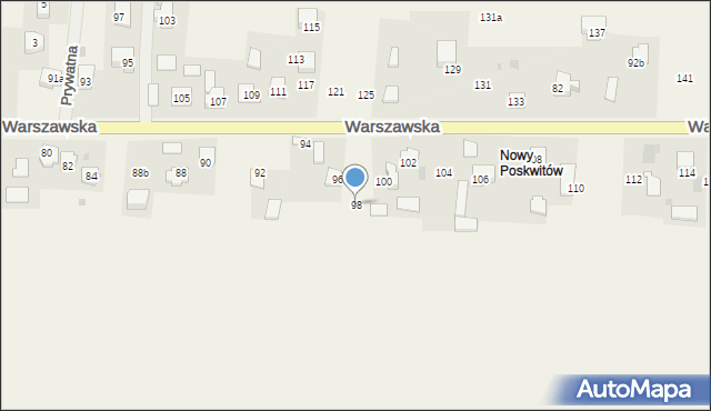 Poskwitów, Warszawska, 98, mapa Poskwitów