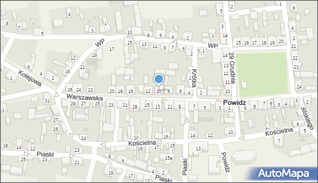 Powidz, Warszawska, 10, mapa Powidz