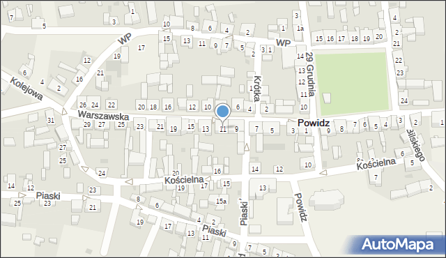 Powidz, Warszawska, 11, mapa Powidz