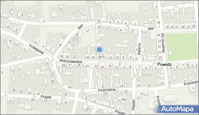 Powidz, Warszawska, 16, mapa Powidz
