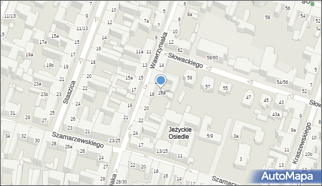 Poznań, Wawrzyniaka Piotra, ks., 18a, mapa Poznania